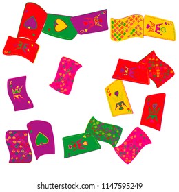 Casino Playing Cards are falling down. Playing Cards rain. Vector illustration