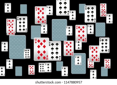 Casino Playing Cards are falling down. Playing Cards rain. Vector illustration