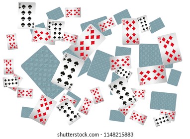 Casino Playing Cards are falling down. Playing Cards rain. Vector illustration