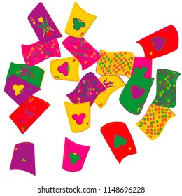 Casino Playing Cards are falling down. Playing Cards rain. Vector illustration