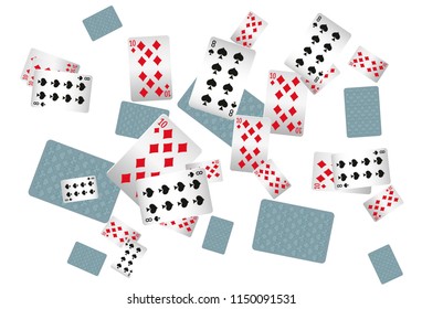Casino Playing Cards are falling down. Playing Cards rain. Vector illustration