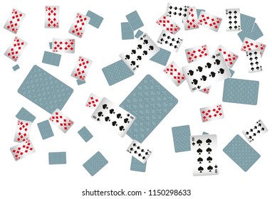 Casino Playing Cards are falling down. Playing Cards rain. Vector illustration