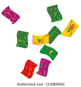 Casino Playing Cards are falling down. Playing Cards rain. Vector illustration
