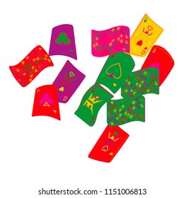 Casino Playing Cards are falling down. Playing Cards rain. Vector illustration