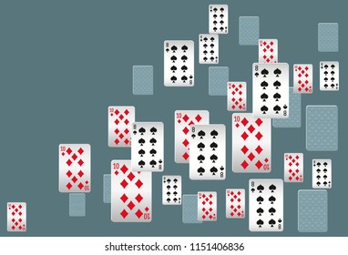 Casino Playing Cards are falling down. Playing Cards rain. Vector illustration