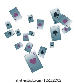 Casino Playing Cards are falling down. Playing Cards rain. Vector illustration