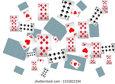 Casino Playing Cards are falling down. Playing Cards rain. Vector illustration