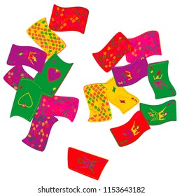 Casino Playing Cards are falling down. Playing Cards rain. Vector illustration