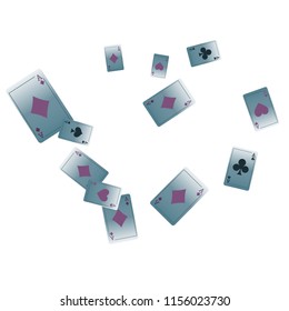 Casino Playing Cards are falling down. Playing Cards rain. Vector illustration