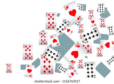 Casino Playing Cards are falling down. Playing Cards rain. Vector illustration