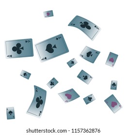 Casino Playing Cards are falling down. Playing Cards rain. Vector illustration