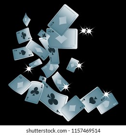 Casino Playing Cards are falling down. Playing Cards rain. Vector illustration
