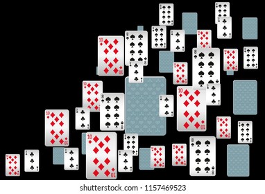 Casino Playing Cards are falling down. Playing Cards rain. Vector illustration