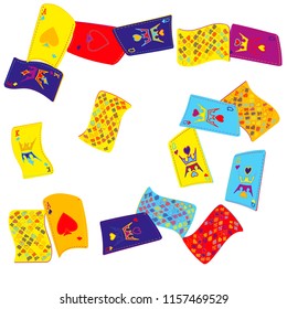 Casino Playing Cards are falling down. Playing Cards rain. Vector illustration