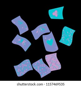 Casino Playing Cards are falling down. Playing Cards rain. Vector illustration