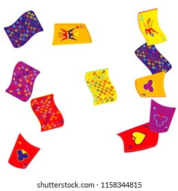 Casino Playing Cards are falling down. Playing Cards rain. Vector illustration