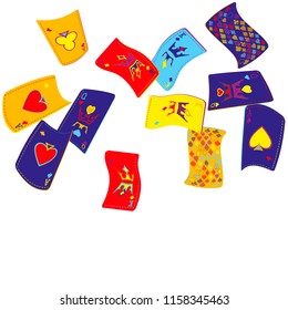 Casino Playing Cards are falling down. Playing Cards rain. Vector illustration