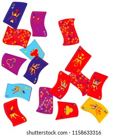 Casino Playing Cards are falling down. Playing Cards rain. Vector illustration