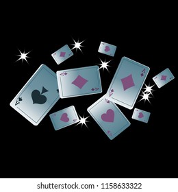 Casino Playing Cards are falling down. Playing Cards rain. Vector illustration