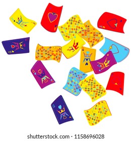 Casino Playing Cards are falling down. Playing Cards rain. Vector illustration