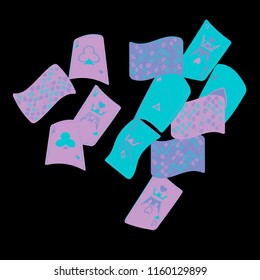 Casino Playing Cards are falling down. Playing Cards rain. Vector illustration