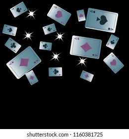 Casino Playing Cards are falling down. Playing Cards rain. Vector illustration