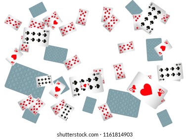 Casino Playing Cards are falling down. Playing Cards rain. Vector illustration