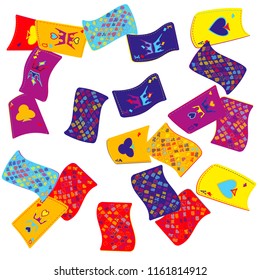 Casino Playing Cards are falling down. Playing Cards rain. Vector illustration