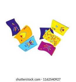 Casino Playing Cards are falling down. Playing Cards rain. Vector illustration