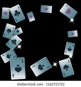 Casino Playing Cards are falling down. Playing Cards rain. Vector illustration