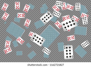 Casino Playing Cards are falling down. Playing Cards rain. Vector illustration