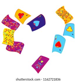 Casino Playing Cards are falling down. Playing Cards rain. Vector illustration