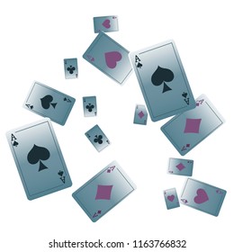 Casino Playing Cards are falling down. Playing Cards rain. Vector illustration