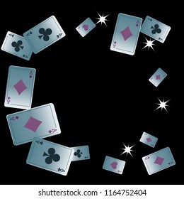 Casino Playing Cards are falling down. Playing Cards rain. Vector illustration