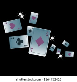 Casino Playing Cards are falling down. Playing Cards rain. Vector illustration