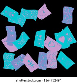Casino Playing Cards are falling down. Playing Cards rain. Vector illustration