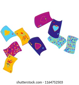 Casino Playing Cards are falling down. Playing Cards rain. Vector illustration