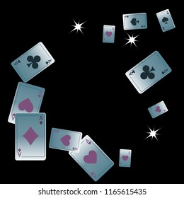 Casino Playing Cards are falling down. Playing Cards rain. Vector illustration