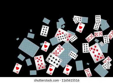 Casino Playing Cards are falling down. Playing Cards rain. Vector illustration