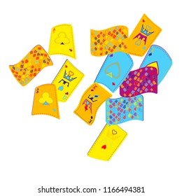 Casino Playing Cards are falling down. Playing Cards rain. Vector illustration