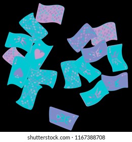 Casino Playing Cards are falling down. Playing Cards rain. Vector illustration