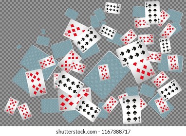 Casino Playing Cards are falling down. Playing Cards rain. Vector illustration