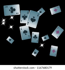Casino Playing Cards are falling down. Playing Cards rain. Vector illustration