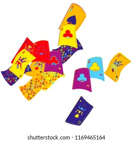 Casino Playing Cards are falling down. Playing Cards rain. Vector illustration
