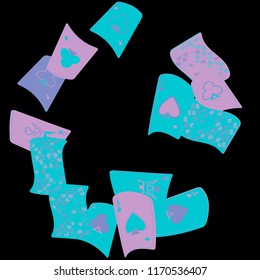 Casino Playing Cards are falling down. Playing Cards rain. Vector illustration