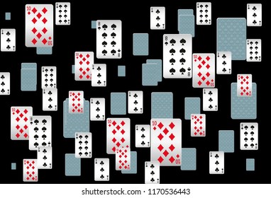 Casino Playing Cards are falling down. Playing Cards rain. Vector illustration