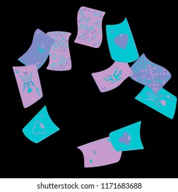 Casino Playing Cards are falling down. Playing Cards rain. Vector illustration