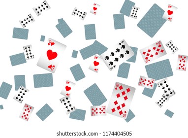 Casino Playing Cards are falling down. Playing Cards rain. Vector illustration