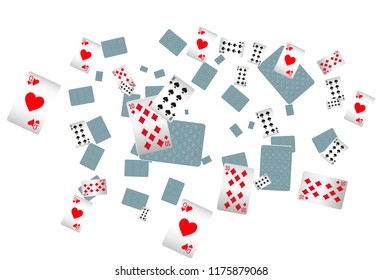 Casino Playing Cards are falling down. Playing Cards rain. Vector illustration