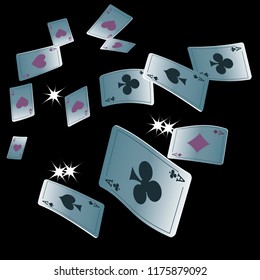 Casino Playing Cards are falling down. Playing Cards rain. Vector illustration